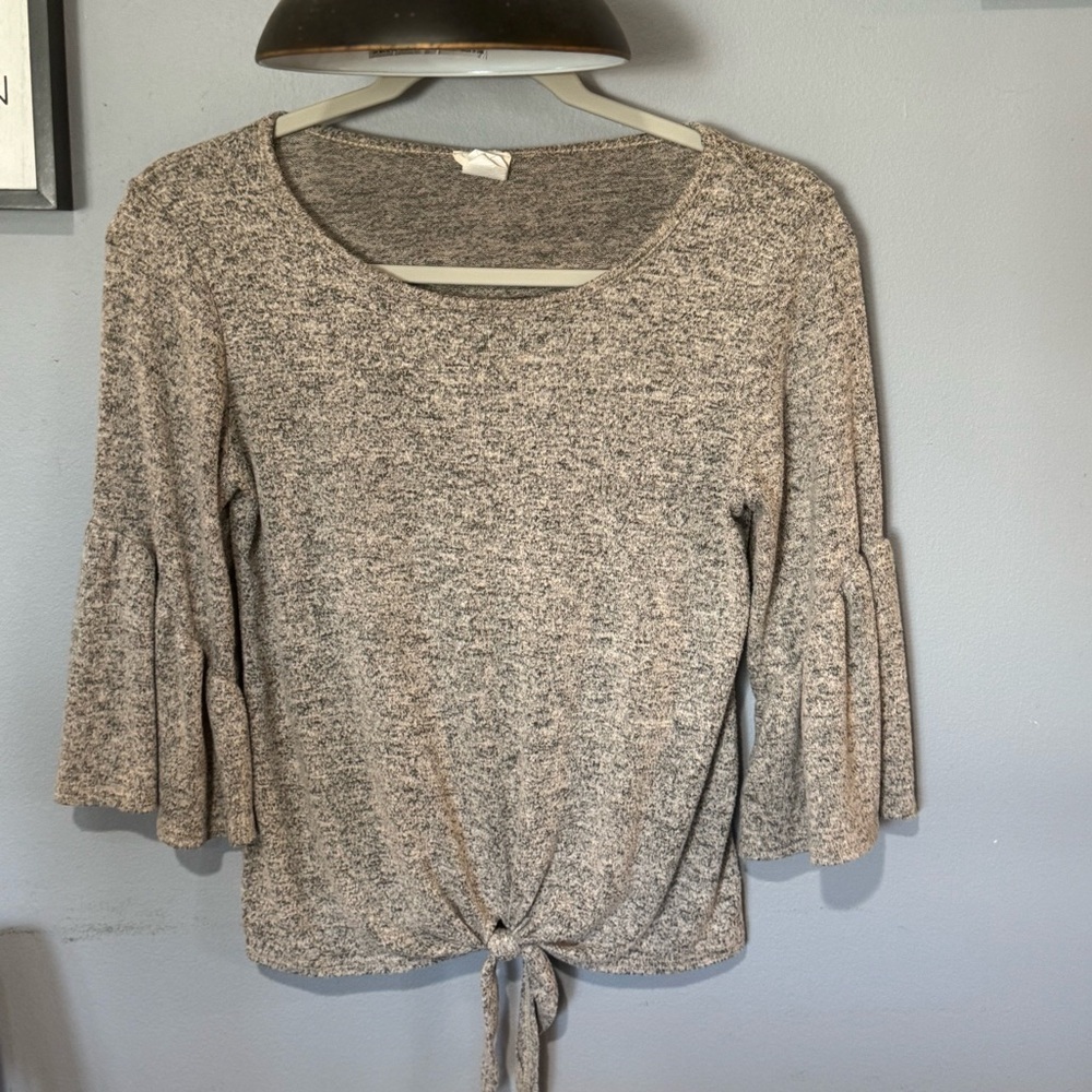 Caution To The Wind Tan Tie-Front Top - Size Small